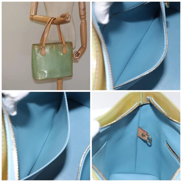 LOUIS VUITTON Monogram Vernis Houston Hand Bag Baby Blue - Picture 14 of 14